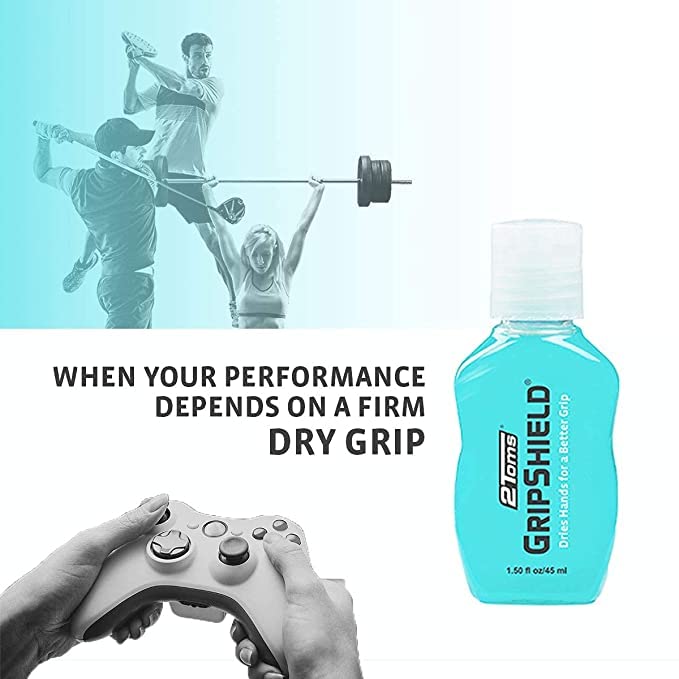 2Toms GripShield, Non-Sticky Grip Enhancer, Dry Grip Solution for Sweaty Hands, Tennis, Pickleball, Golf, Pole Dancing, and Gaming, 1.5 Ounce Bottle - Image 1